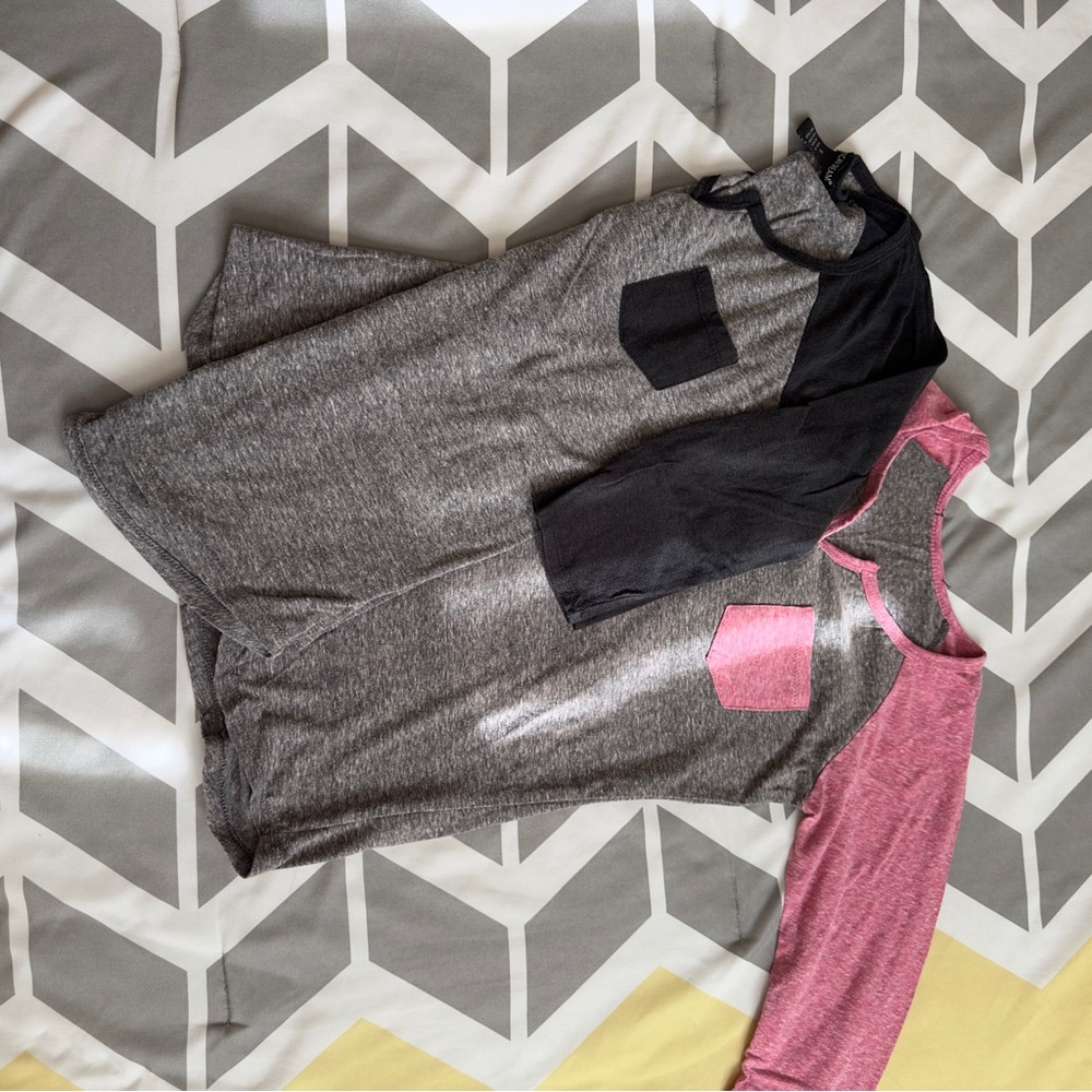 Gray and Pink T-Shirts with Pocket